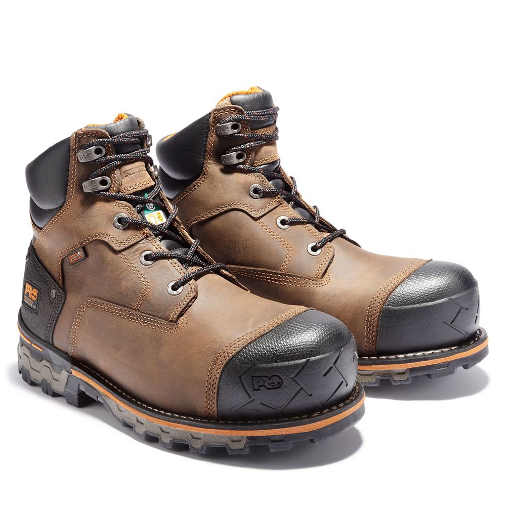 Botas de Trabajo Masculino - Timberland Pro® Boondock 6\" Comp Toe - MRQIZ7968 - Marrom/Pretas